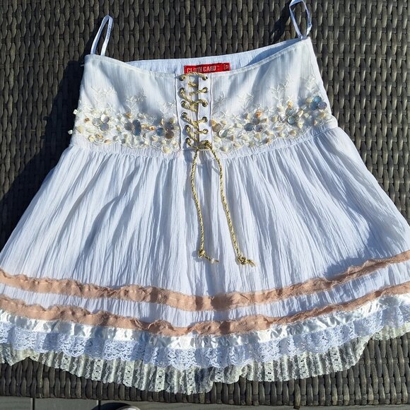 Vintage Layered Skirt With Lace and HandSewn Sequins Made in Hong Kong - Picture 1 of 6